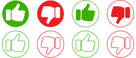 Thumbs up and thumbs Down. Like icon. isolated on white Background