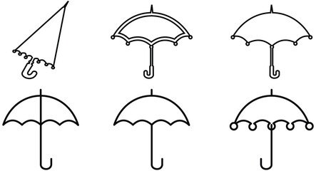 Umbrella Simple Line Art icon...