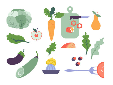 Fresh Healthy Vegetables Vector Set