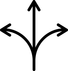 Triple separated arrows icon design in linear style.