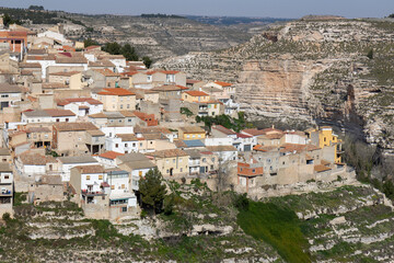 Fototapeta premium Jorquera, Church of Our Lady of the Assumption, Albacete autonomous community of Castilla-La Mancha, Spain. Viewpoint