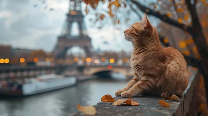 Foto op Canvas kitten at the Eiffel Tower © Aliaksei