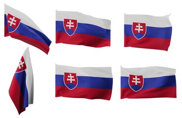 Large pictures of six different positions of the flag of Slovakia
