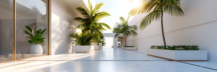 Contemporary House 3d Rendering Elegant Terrace With Pool Palm And Cozy Veranda Background. 