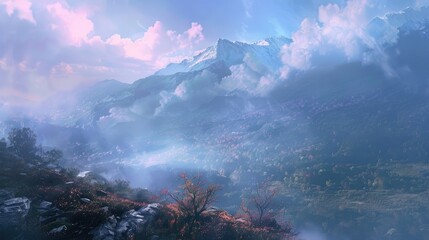 A beautiful sky can be seen from afar on a mountainside