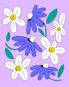 Happy Flowers in purple