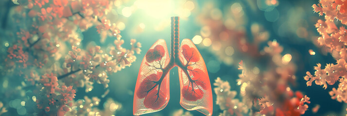 Human lungs scientific vibrant red healthy human lungs against dark backdrop showing intricate details vitality background. 3d illustration - obrazy, fototapety, plakaty