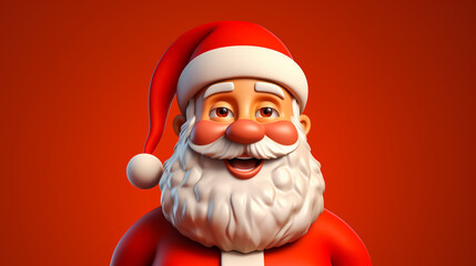 Cute Santa Claus cartoon character on red background illustration
