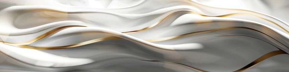 White waves. Flow background. Golden lines and waves. Luxury gold background.