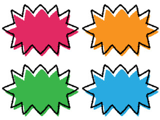 手描き風のポップなふきだし4色セット　濃ギザギザ（Affinity Designer版）
