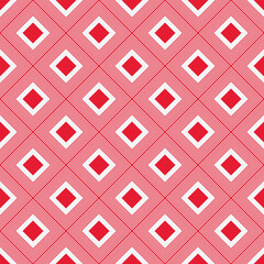 Vector hand drawn seamless abstract red-white bi-color cell diagonal pattern
