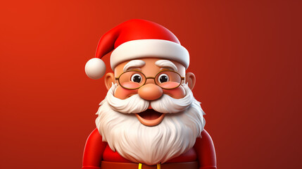 Cute Santa Claus cartoon character on red background illustration
