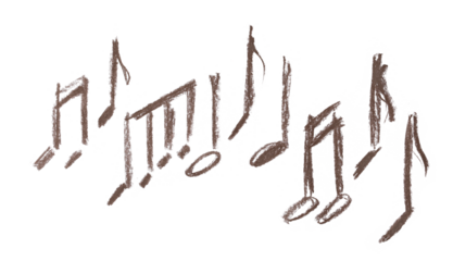 Grunge chalk hand draw in shape music notes, icon isolated on white