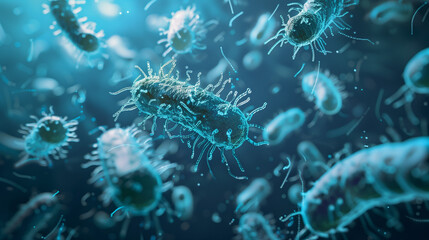 close-up of bacteria, germ, bacillus, Biology, Science, Microscopic medicine