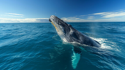 Fototapeta premium Dolphin leaping joyfully amidst ocean waves
