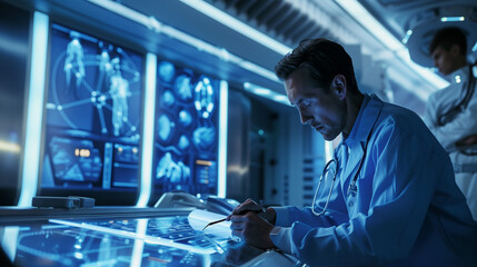 in futuristic hospital