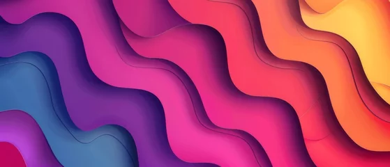 Zelfklevend Fotobehang Abstract organic colorful rainbow bold colors paper cut overlapping paper waves texture background banner panorama illustration for webdesign or business © Corri Seizinger