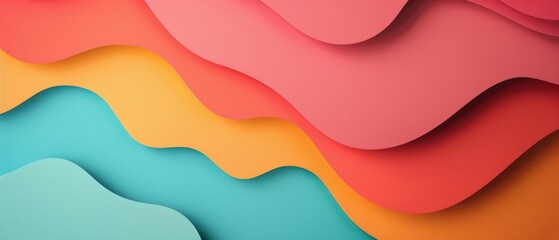 Abstract organic colorful paper cut overlapping paper waves texture background banner panorama illustration for webdesign or business