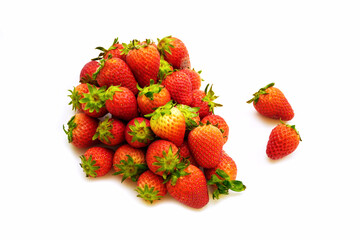 Top view of a Group Strawberry isolated on white background