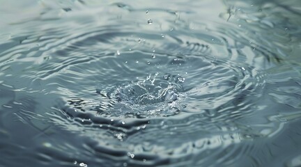 Obraz premium Elemental Power: Water Drop Creates Ripples on Light Blue Background, Symbolizing Life's Source