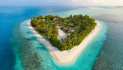 eine kleine herzförmige Insel mit Palmen und Stränden