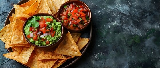 Savory Guacamole & Salsa with Crunchy Nachos - Appetizer Delight. Concept Guacamole Recipe, Salsa Recipe, Nacho Ideas, Appetizer Party, Easy Snacks