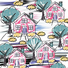 Obraz na płótnie Canvas pattern with houses