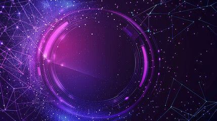 Obraz premium Violet-indigo backdrop, dynamic particles theme, great for futuristic product presentations.
