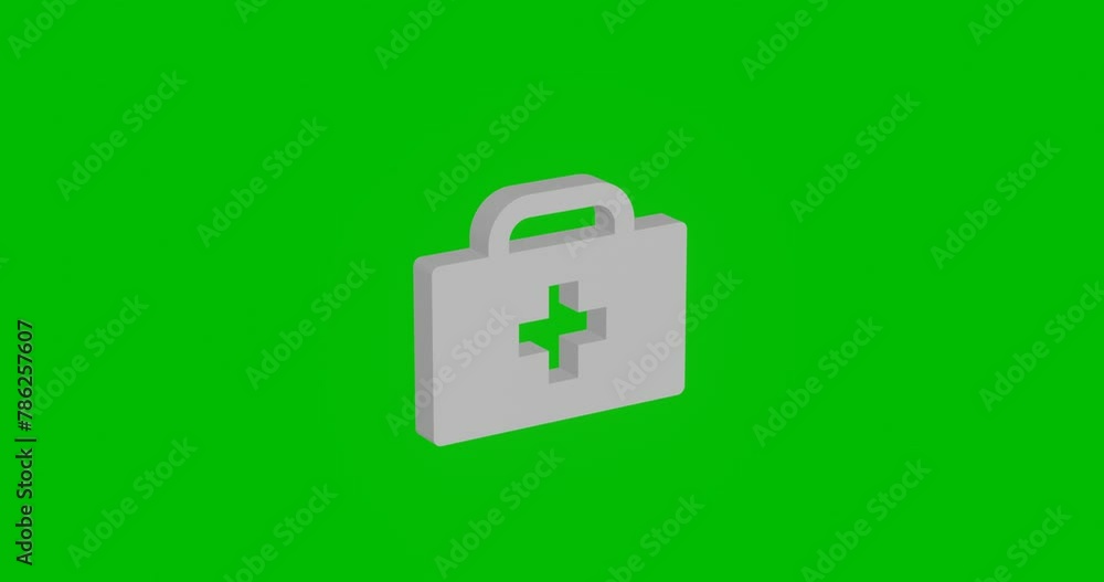Poster animation of rotation of a white first aid symbol with shadow. simple and complex rotation. seamless