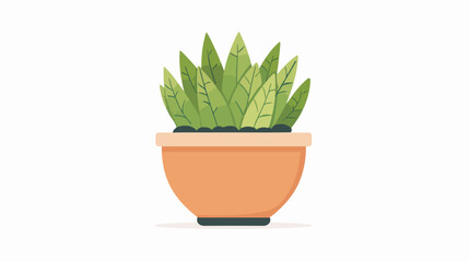 Illustration of a plant in a pot flat vector isolated