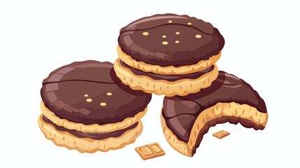 Illustration of biscuits with chocolate cream. snack f