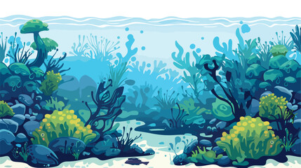 Fototapeta na wymiar Cartoon sea bottom background for game design. Underwater