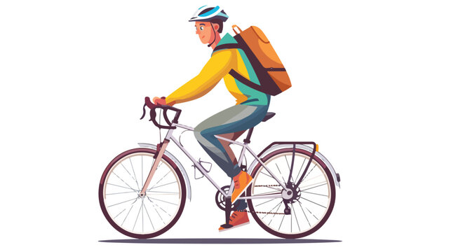 Casual man cyclist enjoying riding bicycle. Bicyclist