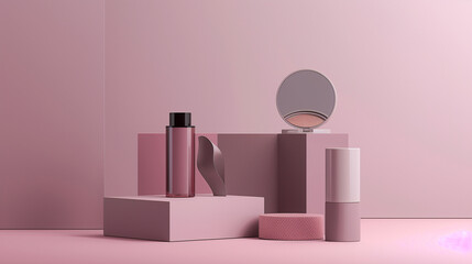 Create sleek visuals for a cosmetics brand's campaign, featuring their newest products. Showcase luxury makeup collections: sophisticated palettes, elegant brushes, and glamorous compacts.