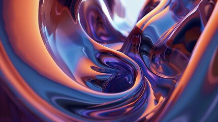 Witness mesmerizing patterns materialize and dissolve in an ever-changing choreography of movement and color within an abstract 3D fluid dynamics animation. - obrazy, fototapety, plakaty
