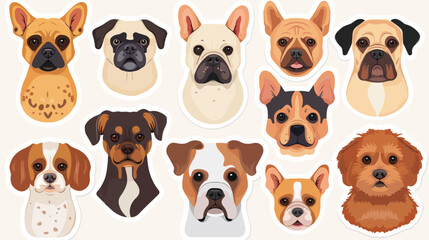Dog pet breeds stickers set. Cute purebred Labrador Re - obrazy, fototapety, plakaty