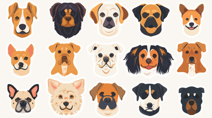 Dog pet breeds stickers set. Cute purebred Labrador Re