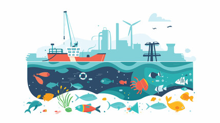 Eco water pollution problem vector illustration. UX UI