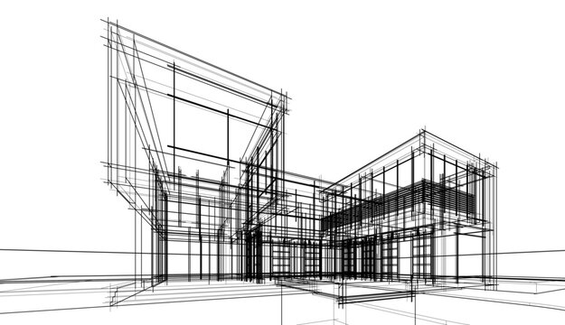 house building sketch architecture vector illustration
