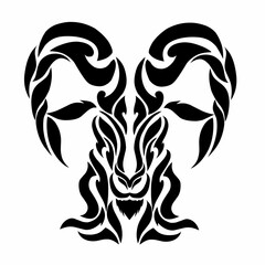 illustration vector graphics of tribal art design sheep's head with horns