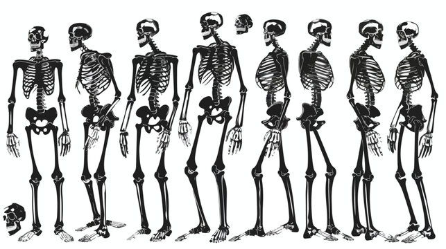 Human bones skeleton silhouette collection set High