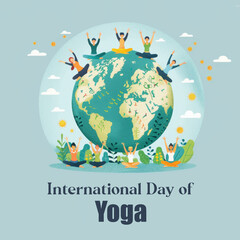 Celebrating International Day of Yoga - Global Yoga Poses Illustration with Floral Accents