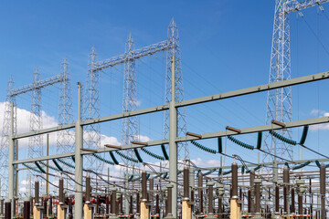 Dutch electricity distribution station with large isolators - 786268063