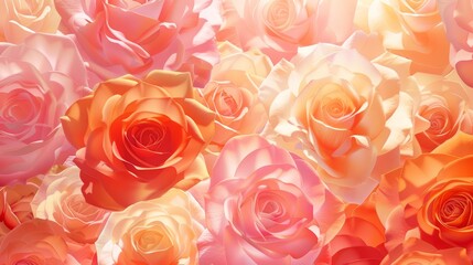 Background of pink orange and peach roses 