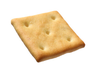 Tasty dry square cracker isolated on white