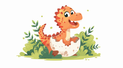 Obraz na płótnie Canvas Little cute happy dino in egg. Kid dinosaur. Vector illustration