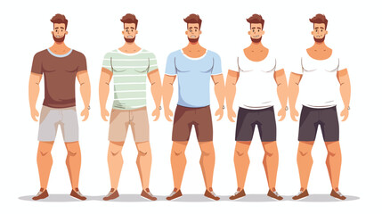 Man diet concept. Men slimming stage progress. Man 