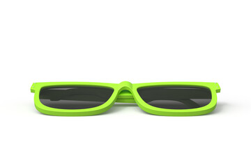 Green sunglasses front view on white background