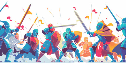 Medieval knight tournament vector illustration. Cartoon - obrazy, fototapety, plakaty