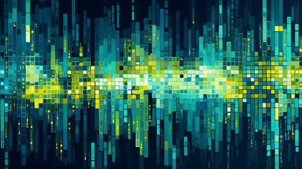 Digital technology yellow green cyber Y2K abstract pattern poster web page PPT background